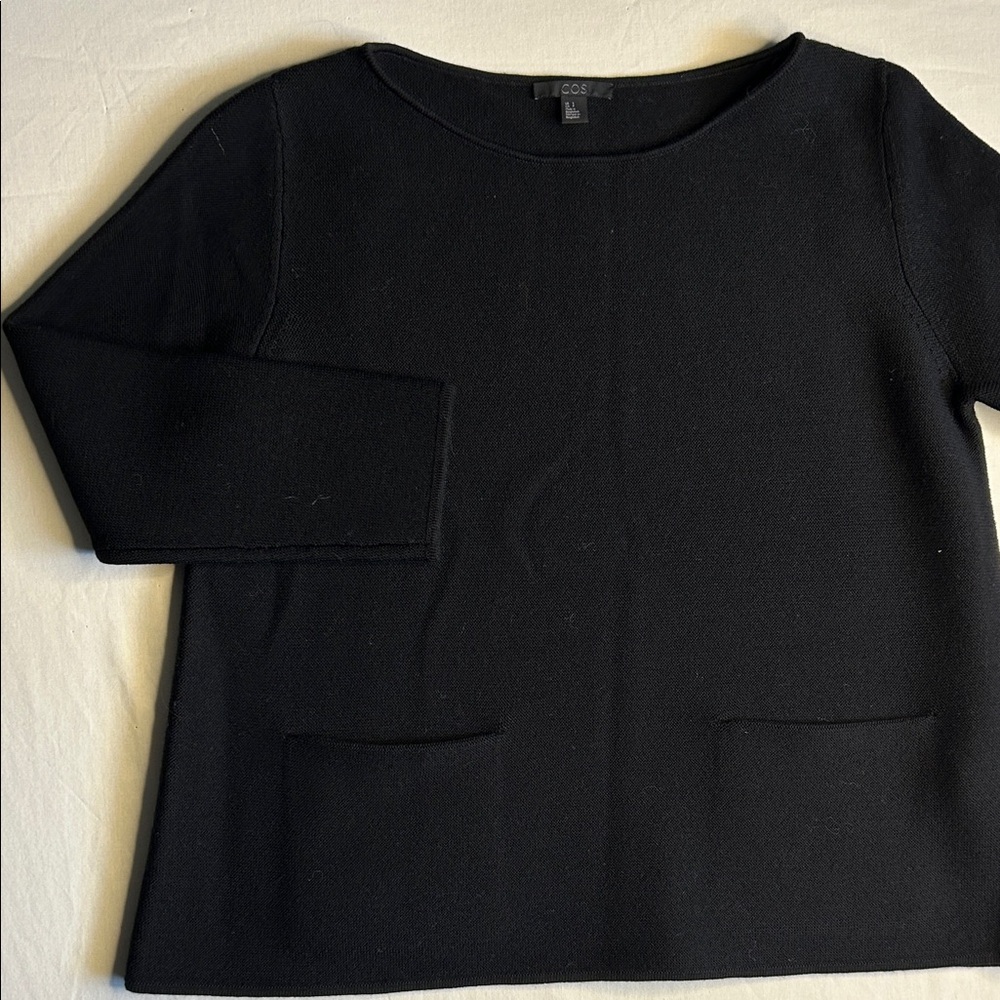 COS Midnight Black Knit Top size S